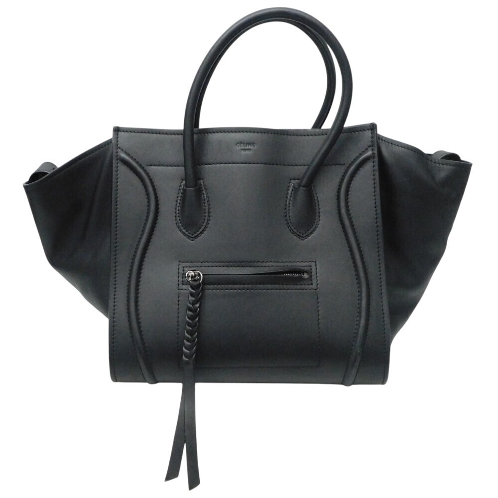 CELINE Luggage Phantom Leather Handbag Black Classic